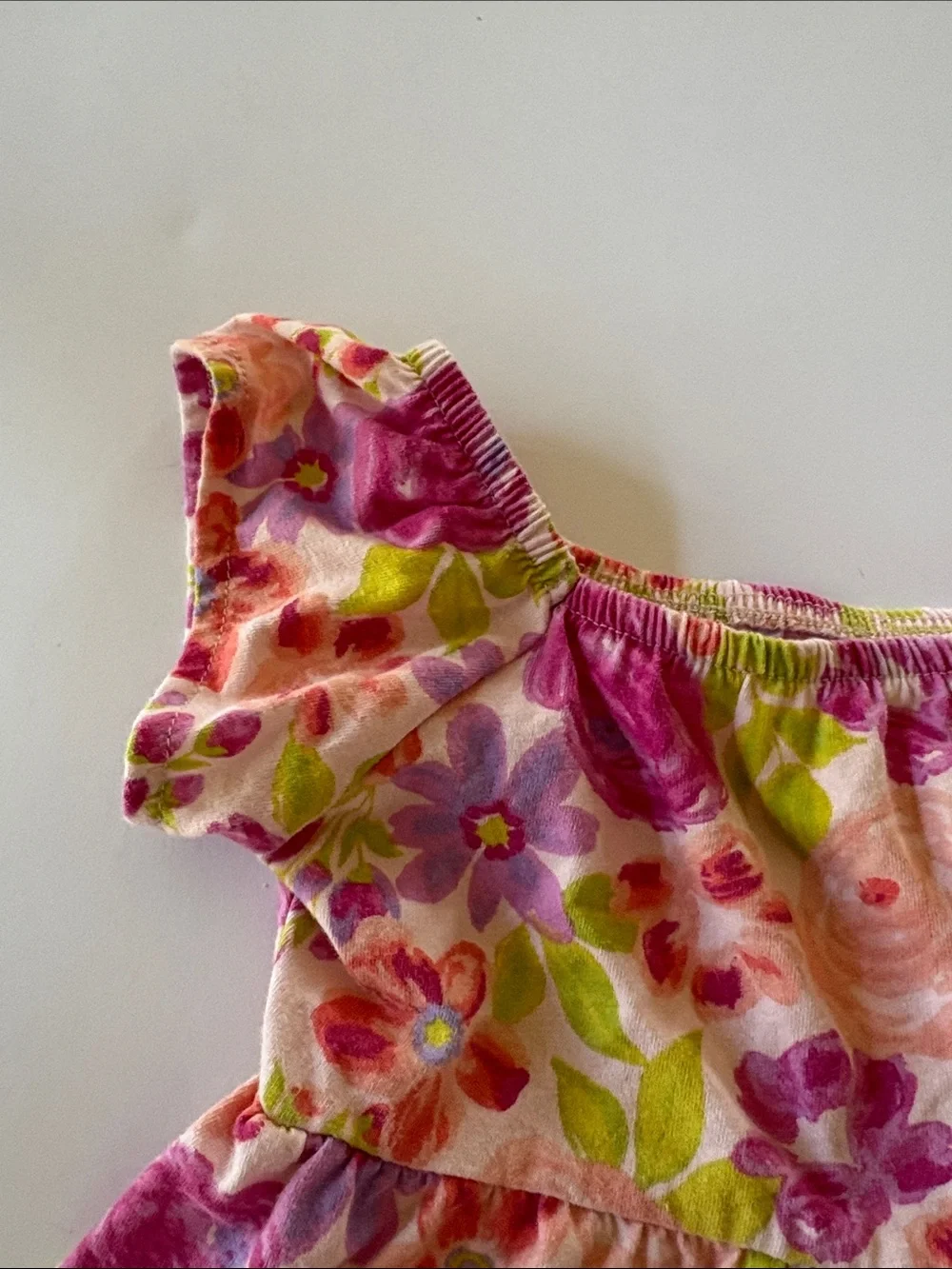 The Children's Place Pink Floral Dress with Green Leaves